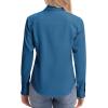 image:imagesiliteelon Womens ClassicFit Dress Shirts Long Sleeve Button Down WrinkleFree Stretch Solid Casual Work Office Blouse TopPeacock Blue