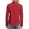 image:imagesiliteelon Womens ClassicFit Dress Shirts Long Sleeve Button Down WrinkleFree Stretch Solid Casual Work Office Blouse TopRed