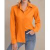 image:imagesiliteelon Womens ClassicFit Dress Shirts Long Sleeve Button Down WrinkleFree Stretch Solid Casual Work Office Blouse TopSaffron