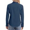 image:imagesiliteelon Womens ClassicFit Dress Shirts Long Sleeve Button Down WrinkleFree Stretch Solid Casual Work Office Blouse TopTeal