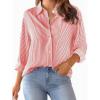 image:imagesiliteelon Womens Button Down Shirts Cotton Striped Dress Shirt Long Sleeve Collared Office Work Blouses Tops2red Pinstripe