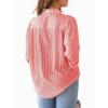 image:imagesiliteelon Womens Button Down Shirts Cotton Striped Dress Shirt Long Sleeve Collared Office Work Blouses Tops2red Pinstripe