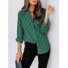 image:imagesiliteelon Womens Button Down Shirts Cotton Striped Dress Shirt Long Sleeve Collared Office Work Blouses TopsAg Green Striped