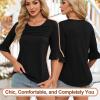 image:imageBlingfit Womens Tops 34 Length Sleeve Dressy Casual Shirts Bell Sleeve Front Pleated Fasion Trendy Summer Blouses 2026Ablack