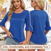 image:imageBlingfit Womens Tops 34 Length Sleeve Dressy Casual Shirts Bell Sleeve Front Pleated Fasion Trendy Summer Blouses 2026Ablue