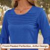 image:imageBlingfit Womens Tops 34 Length Sleeve Dressy Casual Shirts Bell Sleeve Front Pleated Fasion Trendy Summer Blouses 2026Ablue