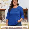 image:imageBlingfit Womens Tops 34 Length Sleeve Dressy Casual Shirts Bell Sleeve Front Pleated Fasion Trendy Summer Blouses 2026Ablue