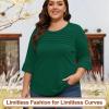 image:imageBlingfit Womens Tops 34 Length Sleeve Dressy Casual Shirts Bell Sleeve Front Pleated Fasion Trendy Summer Blouses 2026Adark Green
