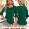 image:imageBlingfit Womens Tops 34 Length Sleeve Dressy Casual Shirts Bell Sleeve Front Pleated Fasion Trendy Summer Blouses 2026Adark Green