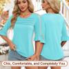 image:imageBlingfit Womens Tops 34 Length Sleeve Dressy Casual Shirts Bell Sleeve Front Pleated Fasion Trendy Summer Blouses 2026Alake Green