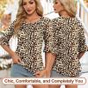 image:imageBlingfit Womens Tops 34 Length Sleeve Dressy Casual Shirts Bell Sleeve Front Pleated Fasion Trendy Summer Blouses 2026Apricot Leopard Print