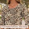 image:imageBlingfit Womens Tops 34 Length Sleeve Dressy Casual Shirts Bell Sleeve Front Pleated Fasion Trendy Summer Blouses 2026Apricot Leopard Print