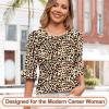 image:imageBlingfit Womens Tops 34 Length Sleeve Dressy Casual Shirts Bell Sleeve Front Pleated Fasion Trendy Summer Blouses 2026Apricot Leopard Print