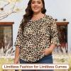 image:imageBlingfit Womens Tops 34 Length Sleeve Dressy Casual Shirts Bell Sleeve Front Pleated Fasion Trendy Summer Blouses 2026Apricot Leopard Print