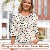 image:imageBlingfit Womens Tops 34 Length Sleeve Dressy Casual Shirts Bell Sleeve Front Pleated Fasion Trendy Summer Blouses 2026Bapricot Leopard Print