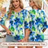 image:imageBlingfit Womens Tops 34 Length Sleeve Dressy Casual Shirts Bell Sleeve Front Pleated Fasion Trendy Summer Blouses 2026Bbfgl