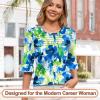 image:imageBlingfit Womens Tops 34 Length Sleeve Dressy Casual Shirts Bell Sleeve Front Pleated Fasion Trendy Summer Blouses 2026Bbfgl