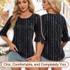 image:imageBlingfit Womens Tops 34 Length Sleeve Dressy Casual Shirts Bell Sleeve Front Pleated Fasion Trendy Summer Blouses 2026Bblack Background With White Stripes