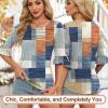 image:imageBlingfit Womens Tops 34 Length Sleeve Dressy Casual Shirts Bell Sleeve Front Pleated Fasion Trendy Summer Blouses 2026Bblanket Stitching