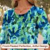 image:imageBlingfit Womens Tops 34 Length Sleeve Dressy Casual Shirts Bell Sleeve Front Pleated Fasion Trendy Summer Blouses 2026Bblgt