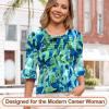 image:imageBlingfit Womens Tops 34 Length Sleeve Dressy Casual Shirts Bell Sleeve Front Pleated Fasion Trendy Summer Blouses 2026Bblgt
