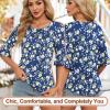 image:imageBlingfit Womens Tops 34 Length Sleeve Dressy Casual Shirts Bell Sleeve Front Pleated Fasion Trendy Summer Blouses 2026Bblue Background With Yellow Flowers