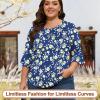 image:imageBlingfit Womens Tops 34 Length Sleeve Dressy Casual Shirts Bell Sleeve Front Pleated Fasion Trendy Summer Blouses 2026Bblue Background With Yellow Flowers