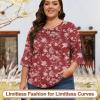 image:imageBlingfit Womens Tops 34 Length Sleeve Dressy Casual Shirts Bell Sleeve Front Pleated Fasion Trendy Summer Blouses 2026Bburgundy Print