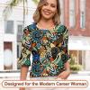 image:imageBlingfit Womens Tops 34 Length Sleeve Dressy Casual Shirts Bell Sleeve Front Pleated Fasion Trendy Summer Blouses 2026Bcashew Nuts on Black Background