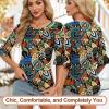 image:imageBlingfit Womens Tops 34 Length Sleeve Dressy Casual Shirts Bell Sleeve Front Pleated Fasion Trendy Summer Blouses 2026Bcashew Nuts on Black Background