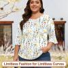 image:imageBlingfit Womens Tops 34 Length Sleeve Dressy Casual Shirts Bell Sleeve Front Pleated Fasion Trendy Summer Blouses 2026Bcolorful Yellow Flowers
