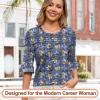 image:imageBlingfit Womens Tops 34 Length Sleeve Dressy Casual Shirts Bell Sleeve Front Pleated Fasion Trendy Summer Blouses 2026Bgbl