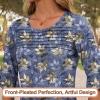 image:imageBlingfit Womens Tops 34 Length Sleeve Dressy Casual Shirts Bell Sleeve Front Pleated Fasion Trendy Summer Blouses 2026Bgbl