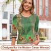 image:imageBlingfit Womens Tops 34 Length Sleeve Dressy Casual Shirts Bell Sleeve Front Pleated Fasion Trendy Summer Blouses 2026Bglf