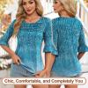image:imageBlingfit Womens Tops 34 Length Sleeve Dressy Casual Shirts Bell Sleeve Front Pleated Fasion Trendy Summer Blouses 2026Bgreen Catkins