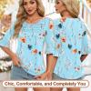 image:imageBlingfit Womens Tops 34 Length Sleeve Dressy Casual Shirts Bell Sleeve Front Pleated Fasion Trendy Summer Blouses 2026Blake Green and Red Flowers