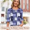 image:imageBlingfit Womens Tops 34 Length Sleeve Dressy Casual Shirts Bell Sleeve Front Pleated Fasion Trendy Summer Blouses 2026Blue CL
