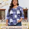 image:imageBlingfit Womens Tops 34 Length Sleeve Dressy Casual Shirts Bell Sleeve Front Pleated Fasion Trendy Summer Blouses 2026Blue CL