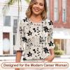 image:imageBlingfit Womens Tops 34 Length Sleeve Dressy Casual Shirts Bell Sleeve Front Pleated Fasion Trendy Summer Blouses 2026Bmaple Leaf Black Flower