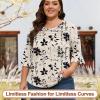 image:imageBlingfit Womens Tops 34 Length Sleeve Dressy Casual Shirts Bell Sleeve Front Pleated Fasion Trendy Summer Blouses 2026Bmaple Leaf Black Flower