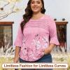 image:imageBlingfit Womens Tops 34 Length Sleeve Dressy Casual Shirts Bell Sleeve Front Pleated Fasion Trendy Summer Blouses 2026Bpink Background Printing