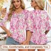 image:imageBlingfit Womens Tops 34 Length Sleeve Dressy Casual Shirts Bell Sleeve Front Pleated Fasion Trendy Summer Blouses 2026Bppv