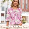 image:imageBlingfit Womens Tops 34 Length Sleeve Dressy Casual Shirts Bell Sleeve Front Pleated Fasion Trendy Summer Blouses 2026Bppv