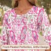 image:imageBlingfit Womens Tops 34 Length Sleeve Dressy Casual Shirts Bell Sleeve Front Pleated Fasion Trendy Summer Blouses 2026Bppv