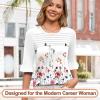 image:imageBlingfit Womens Tops 34 Length Sleeve Dressy Casual Shirts Bell Sleeve Front Pleated Fasion Trendy Summer Blouses 2026Bred Flowers on White Background