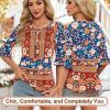 image:imageBlingfit Womens Tops 34 Length Sleeve Dressy Casual Shirts Bell Sleeve Front Pleated Fasion Trendy Summer Blouses 2026Brof