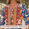 image:imageBlingfit Womens Tops 34 Length Sleeve Dressy Casual Shirts Bell Sleeve Front Pleated Fasion Trendy Summer Blouses 2026Brof