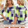 image:imageBlingfit Womens Tops 34 Length Sleeve Dressy Casual Shirts Bell Sleeve Front Pleated Fasion Trendy Summer Blouses 2026Green Bk