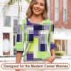 image:imageBlingfit Womens Tops 34 Length Sleeve Dressy Casual Shirts Bell Sleeve Front Pleated Fasion Trendy Summer Blouses 2026Green Bk