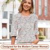 image:imageBlingfit Womens Tops 34 Length Sleeve Dressy Casual Shirts Bell Sleeve Front Pleated Fasion Trendy Summer Blouses 2026Pink Blue Flower
